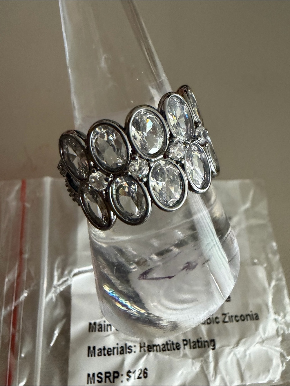 Bomb Party OG Collection “Glimpse of Grace” Ring – Size 9 – Hematite Plating ✨